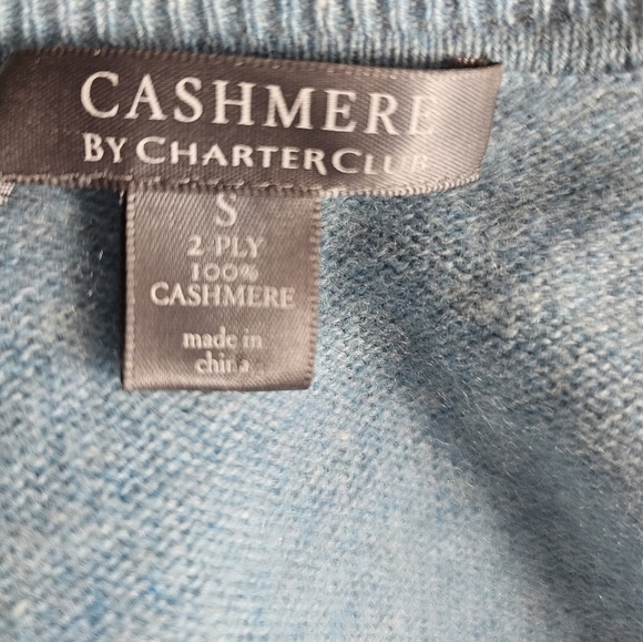 Charter Club Cashmere V Neck Blue Sweater Small Preowned - Picture 8 of 8